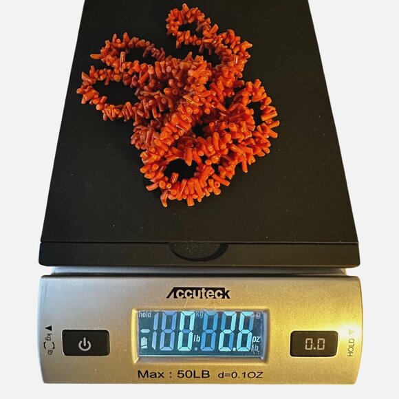 VTG Sterling Silver Branch Coral Necklace Double Strand 24" Filigree Clasp 100g - Picture 10 of 13